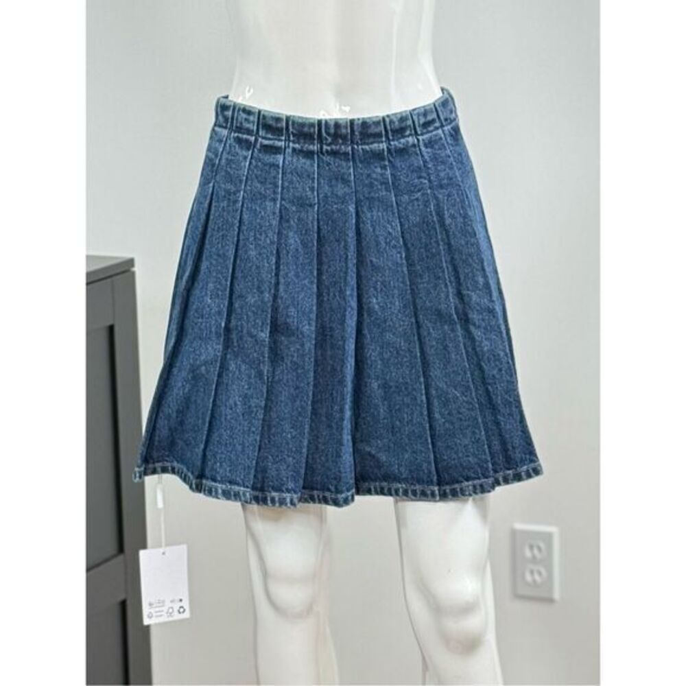 SELF-PORTRAIT Pleated Denim Mini Skirt Size 4 $350